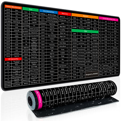 Quick Key Super Large Anti-Slip Keyboard Pad - with Office Software Shortcuts Pattern, Excel Shortcut Mouse Pad Non-Slip