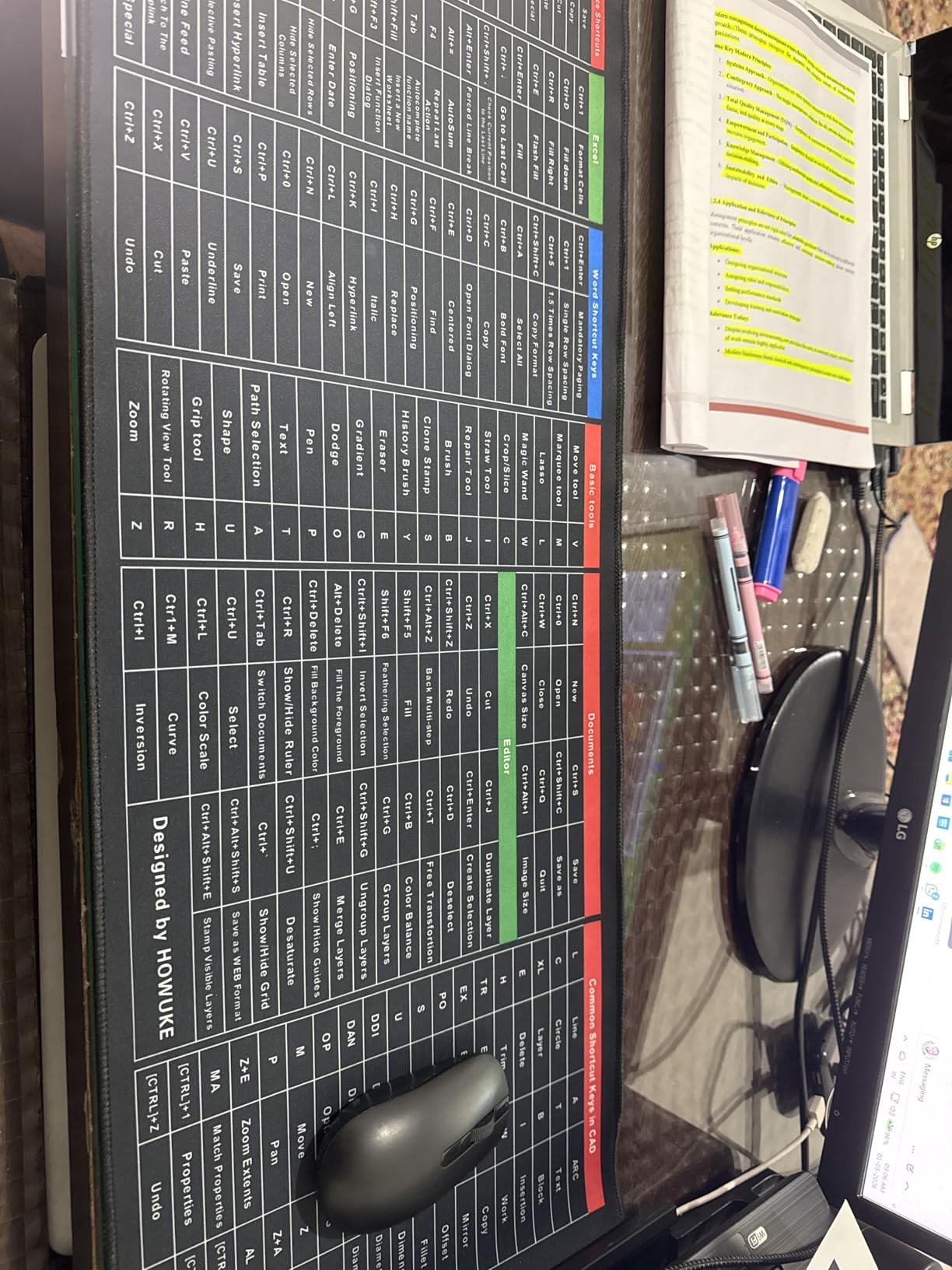 Quick Key Super Large Anti-Slip Keyboard Pad - with Office Software Shortcuts Pattern, Excel Shortcut Mouse Pad Non-Slip